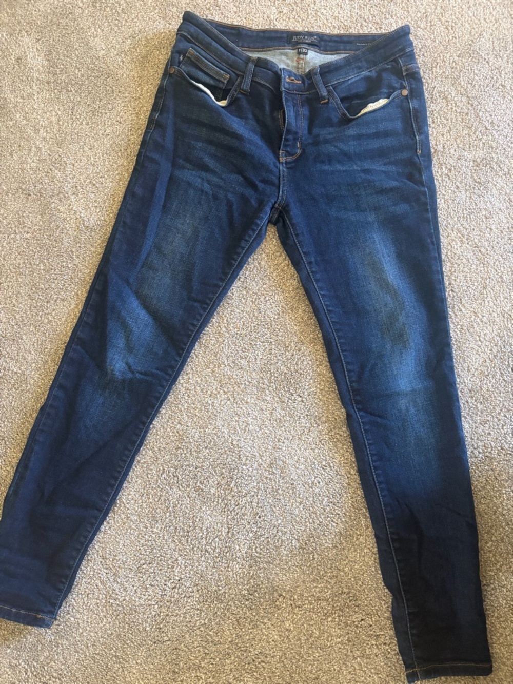 Judy Blue Indigo Skinny Jeans with Faded Detail size 11/30 good stretch